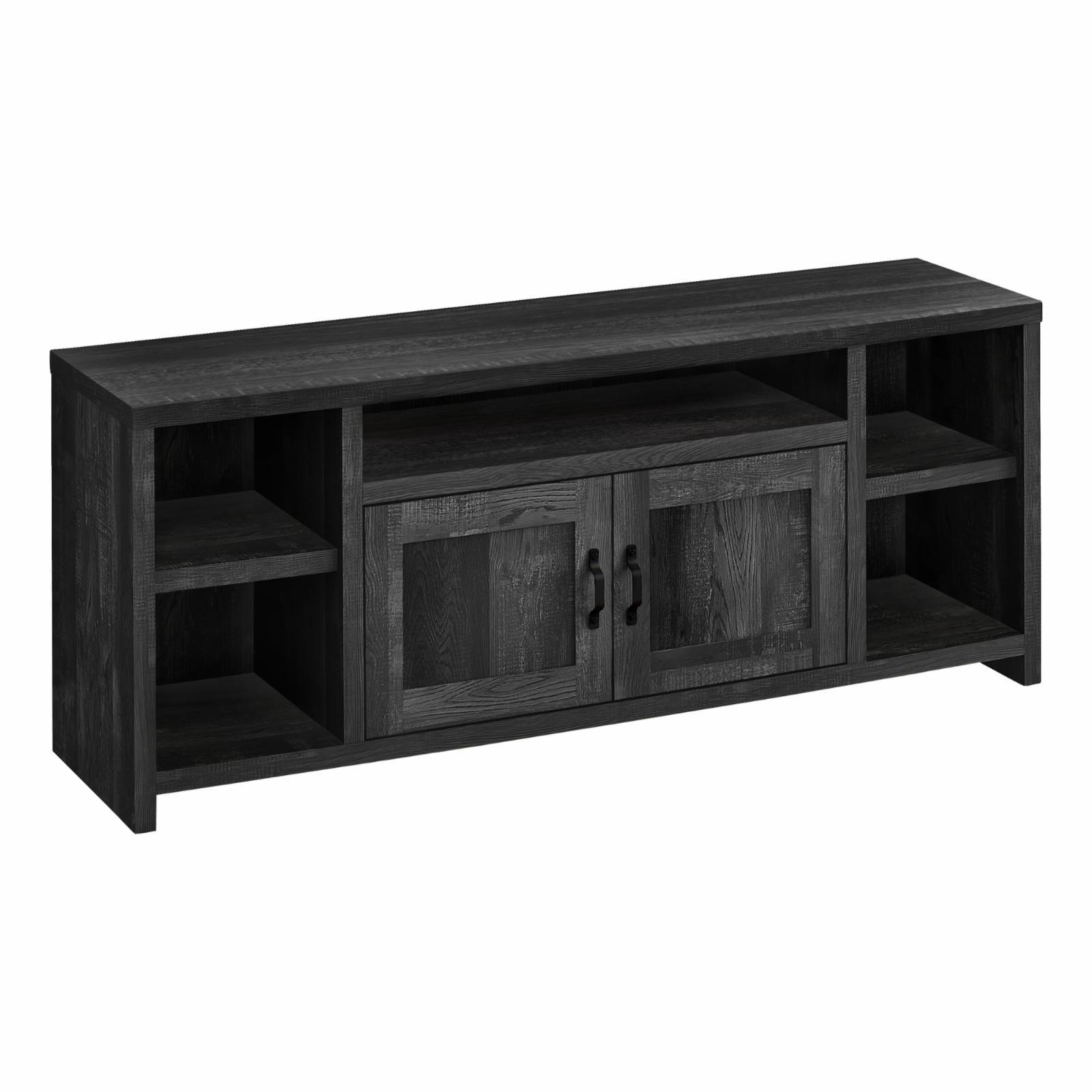 Black Dark Wood 60" Media Console with Cabinet