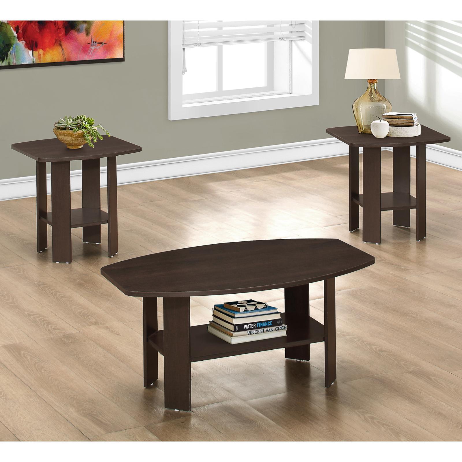 Cappuccino Modern 3-Piece Wood & Manufactured Wood Table Set