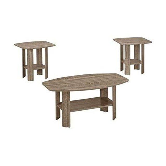 Monarch Specialties Table Set 3Pcs Set Coffee End Side Accent Living Room Laminate Brown Transitional