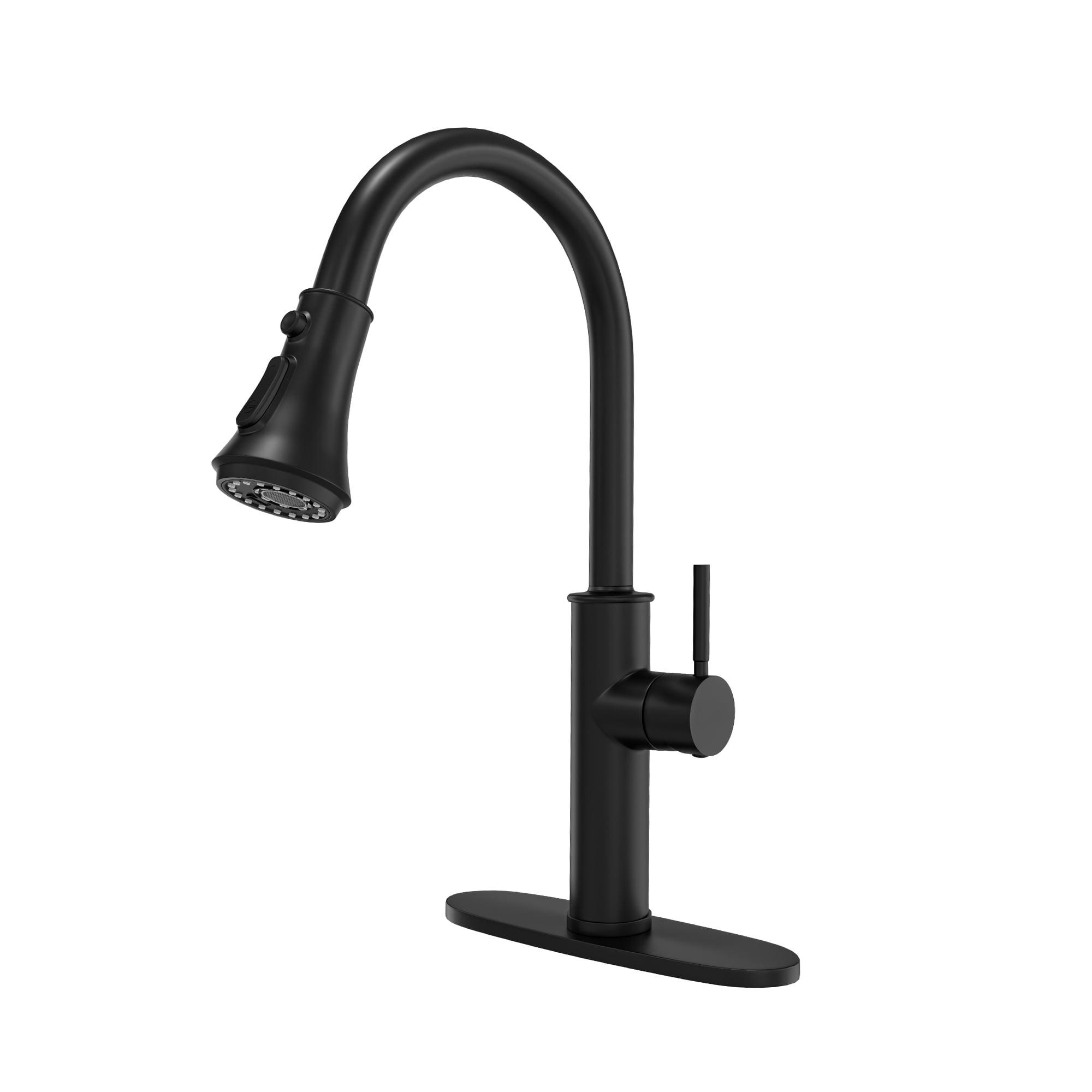 Matte Black Single Handle Pull Down Kitchen Faucet with Spray