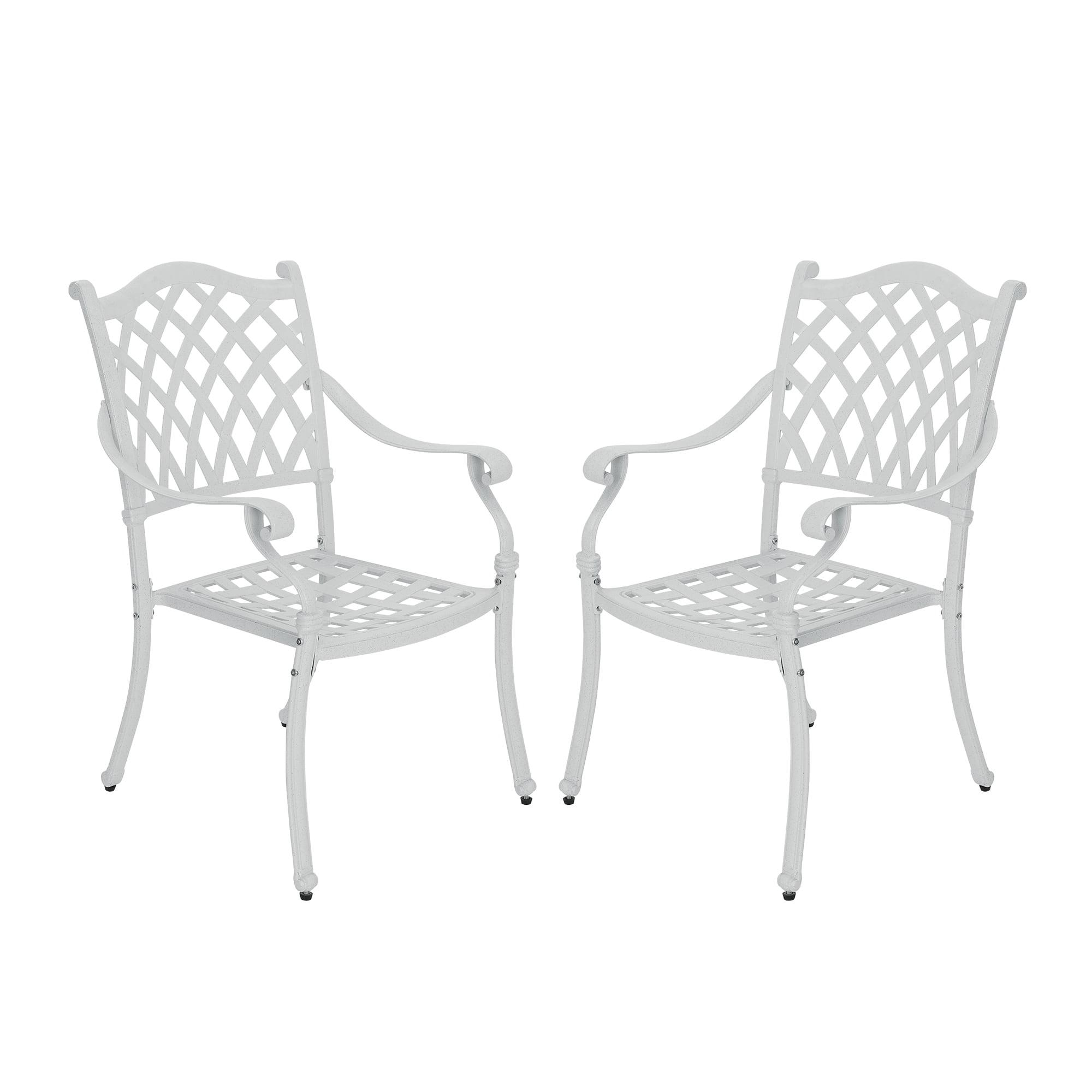 Mondawe Cast Aluminum Chair Woven Slatted AL Dining Chair White
