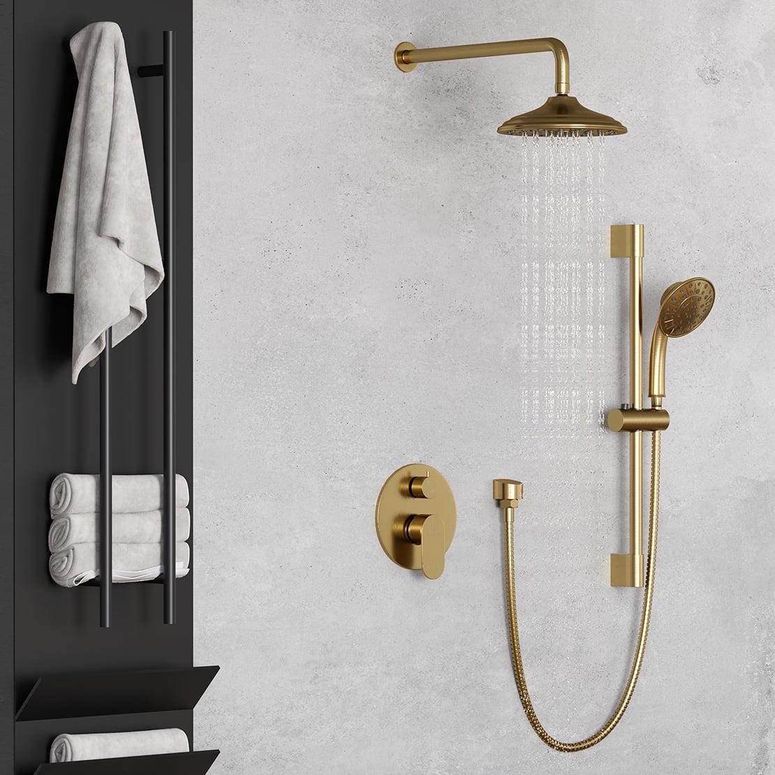 mondawe Calliope Wall Mounted 2-Function Retro Pressure-Balanced Shower System with 3 Setting Handheld MD-A3815-BG