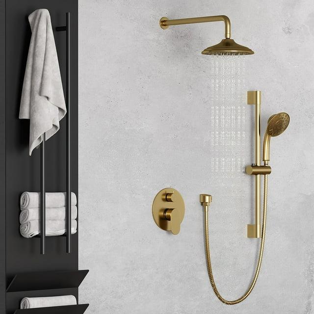 mondawe Calliope Wall Mounted 2-Function Retro Pressure-Balanced Shower System with 3 Setting Handheld MD-A3815-BG