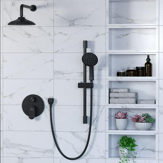 mondawe MD-A3815-MB Calliope Wall Mounted 2-Function Retro Pressure-Balanced Shower System with 3 Setting Handheld