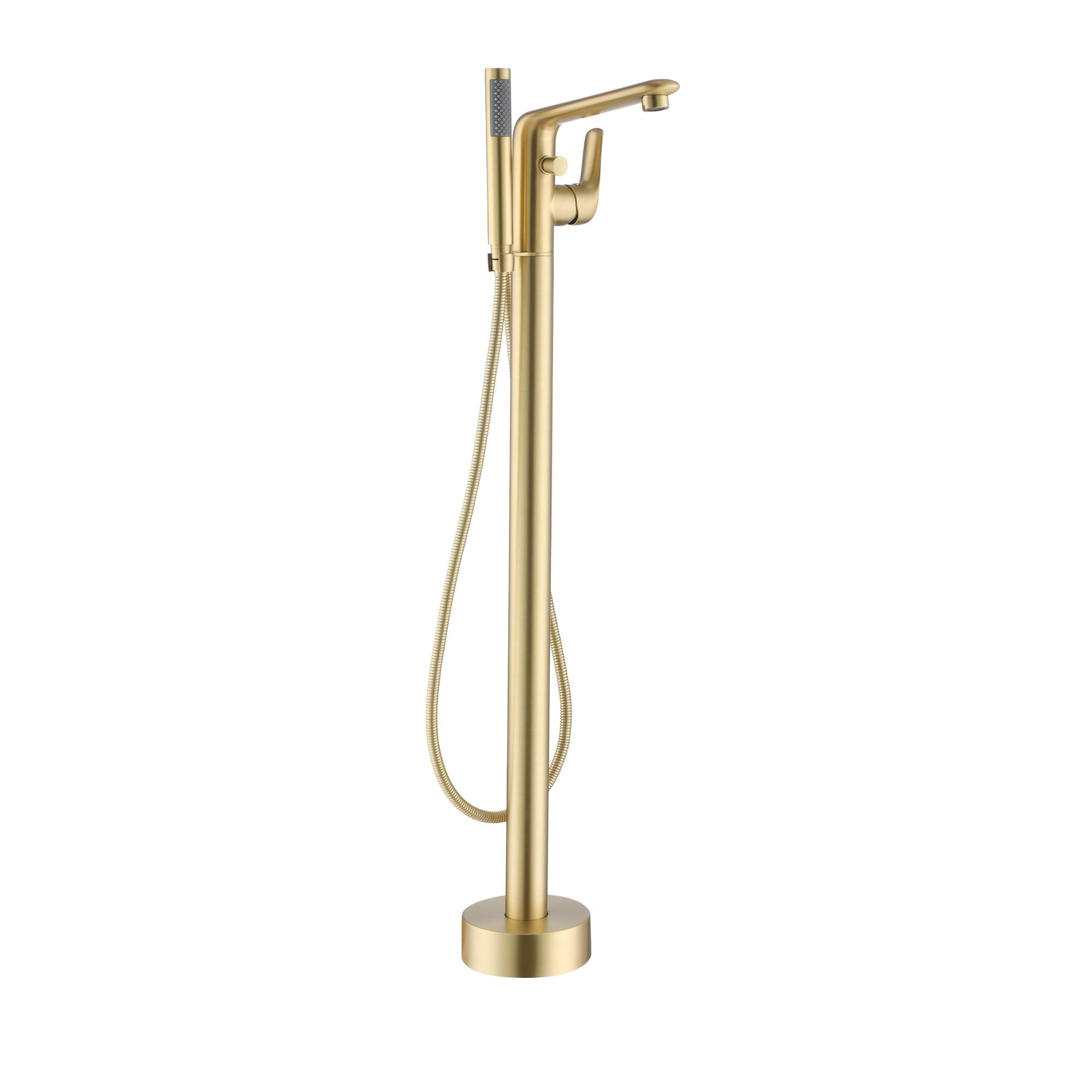 Brushed Gold Freestanding Bathtub Faucet with Handshower