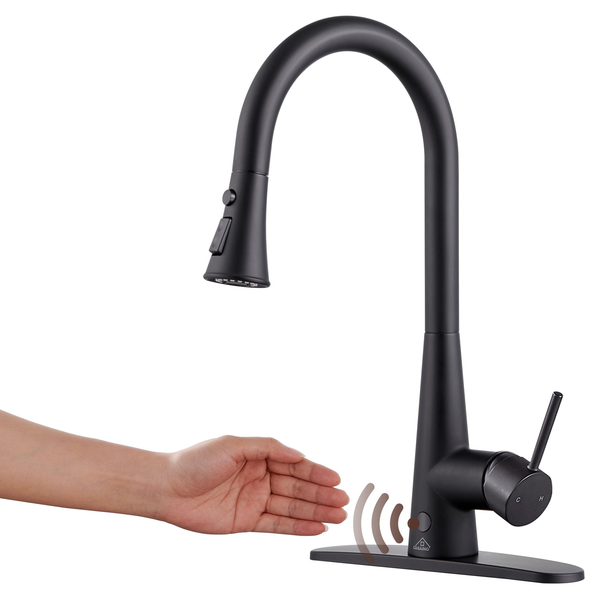 Matte Black Touchless Pull Down Kitchen Faucet with Spray