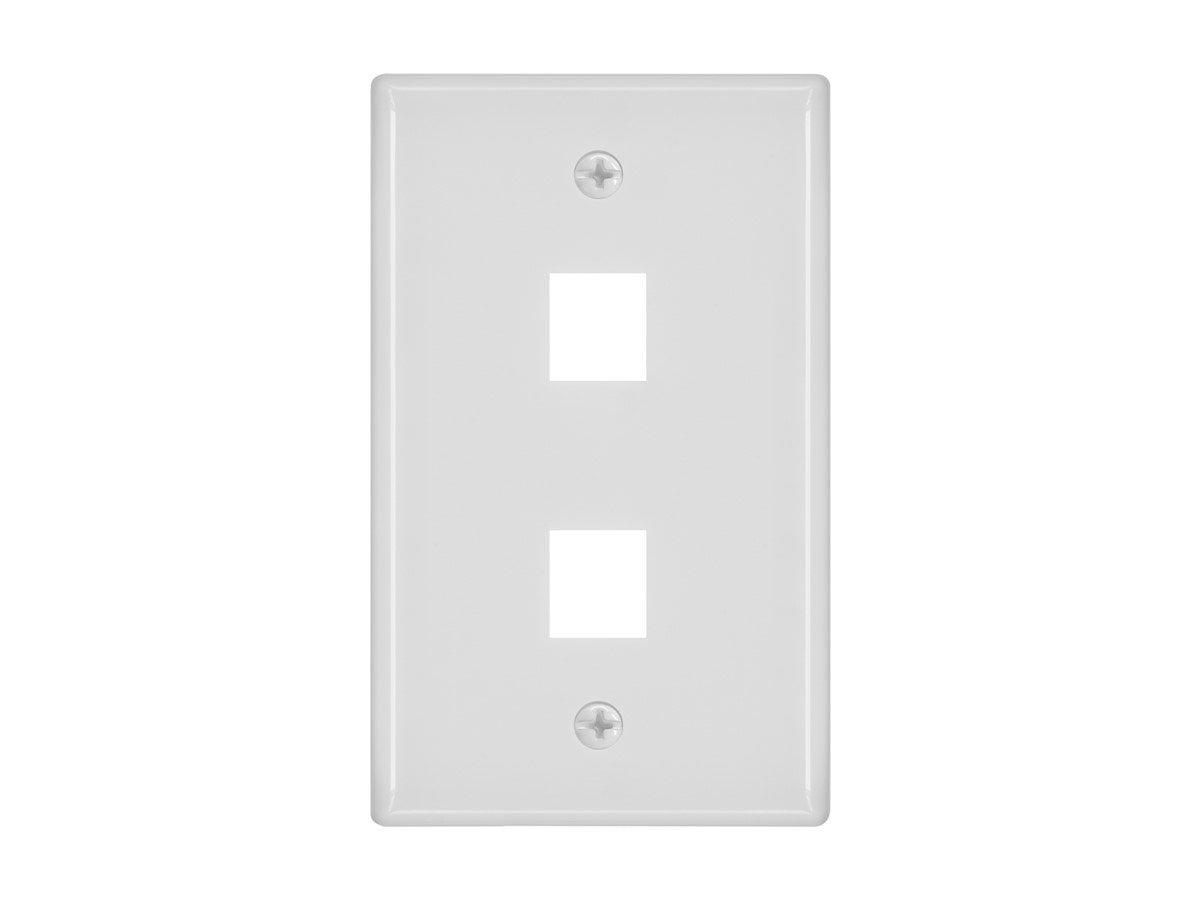 White 2-Hole Keystone Wall Plate for Ethernet and AV