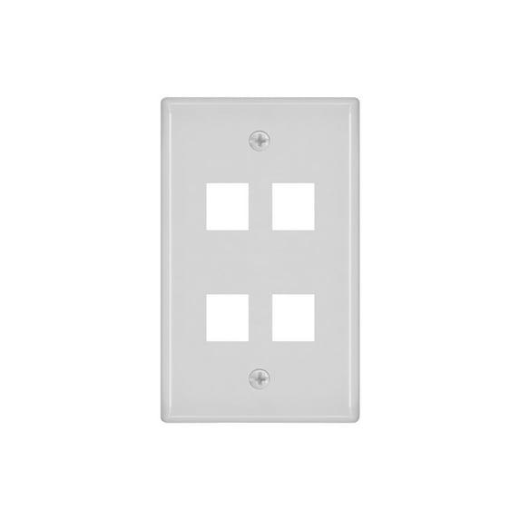 Monoprice 4-Hole 1-Gang Keystone Wall Plate - White