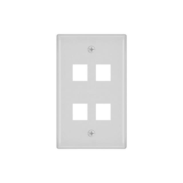 Monoprice 4-Hole 1-Gang Keystone Wall Plate - White
