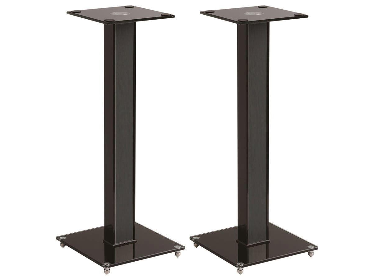 Monoprice Elements Speaker Stand - 28 Inch (Pair) With Cable Management, Strong Tempered Glass Base With Floor Spikes