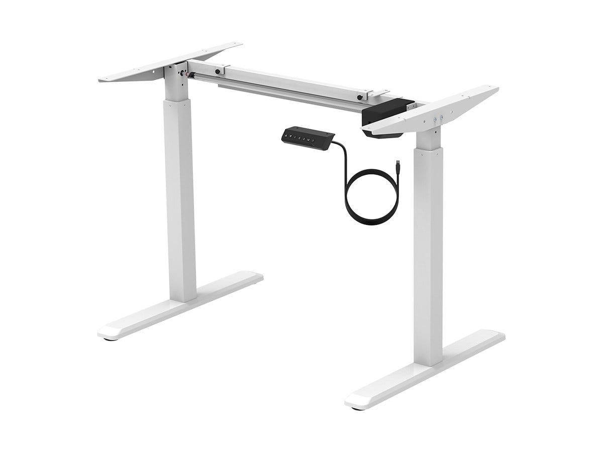 Monoprice Height Adjustable Sit-Stand Riser Table Desk Frame - White With Electric Single Motor, Compatible With Desktops From 39in-63in Wide