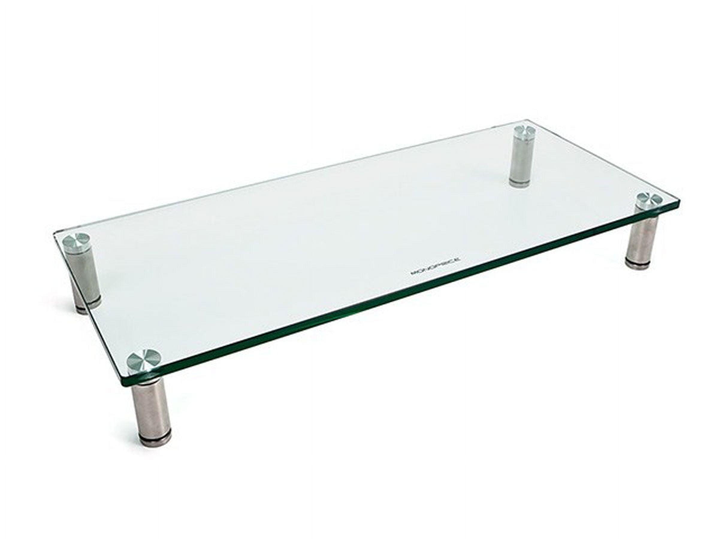 Clear Glass and Brushed Metal Desktop Stand with Adjustable Feet