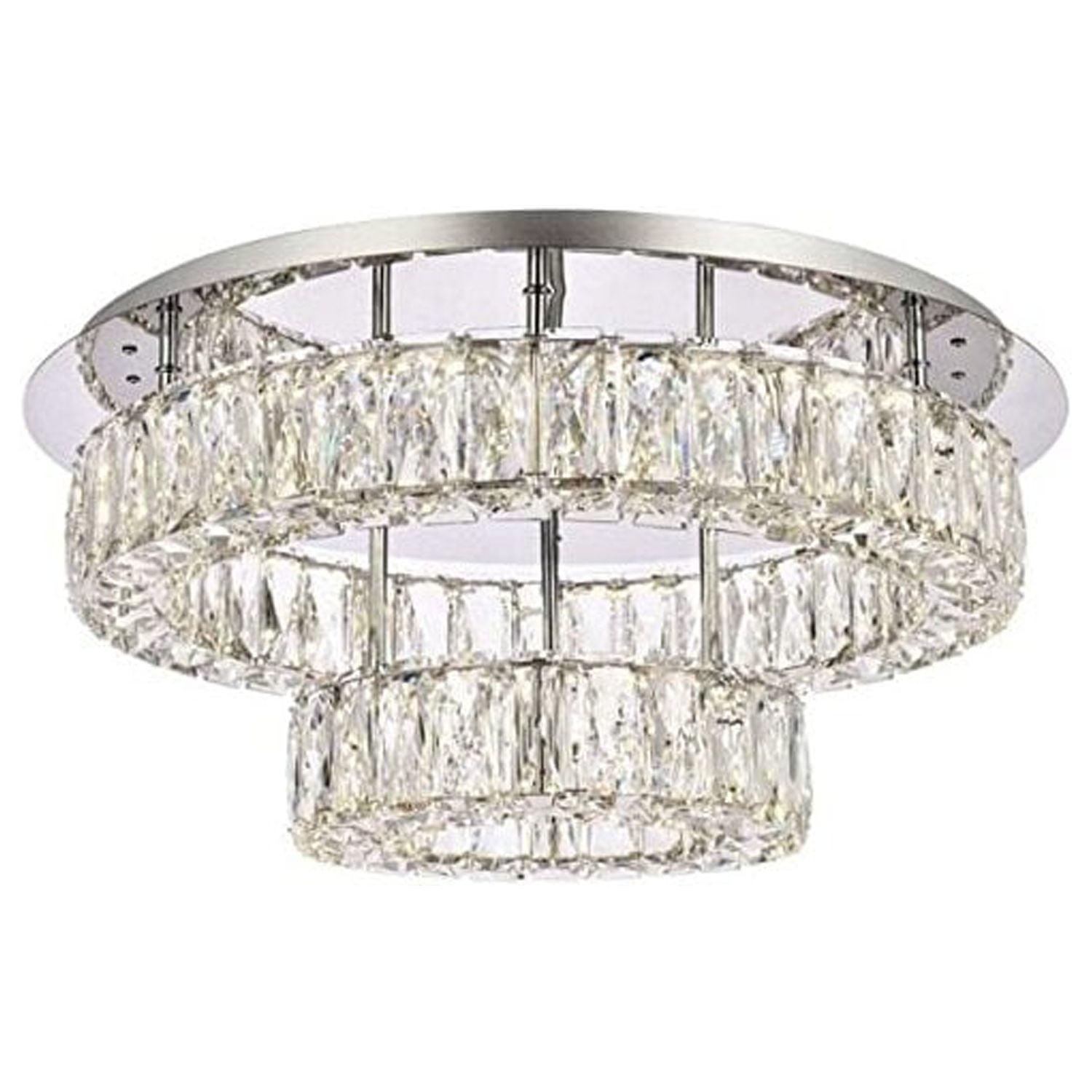 Monroe 22" Chrome LED Flush Mount with Royal Cut Crystals