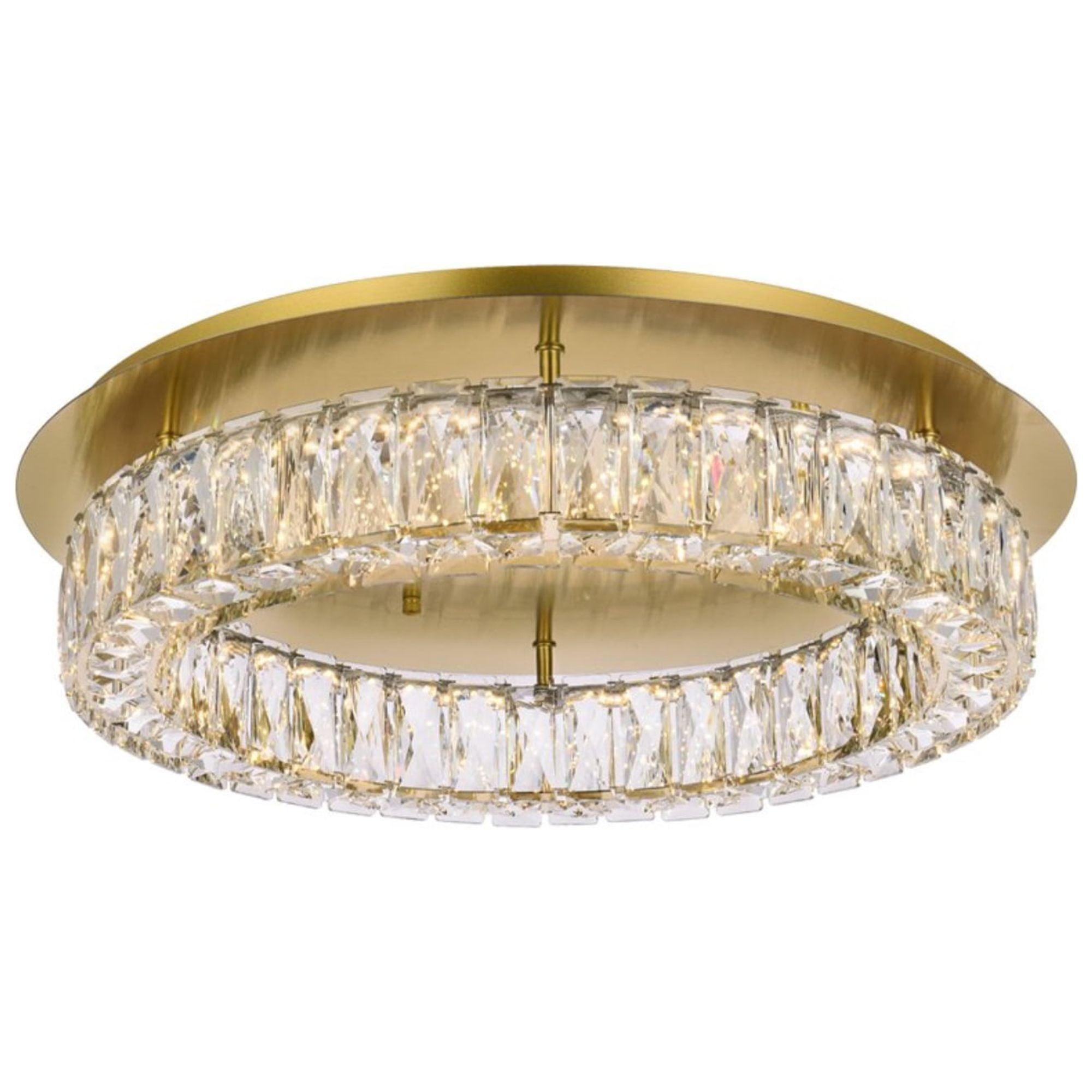 Monroe 22'' Gold Crystal LED Flush Mount Light