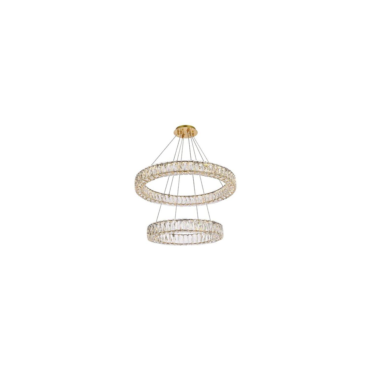 Monroe 28" Gold Crystal LED Double Ring Chandelier