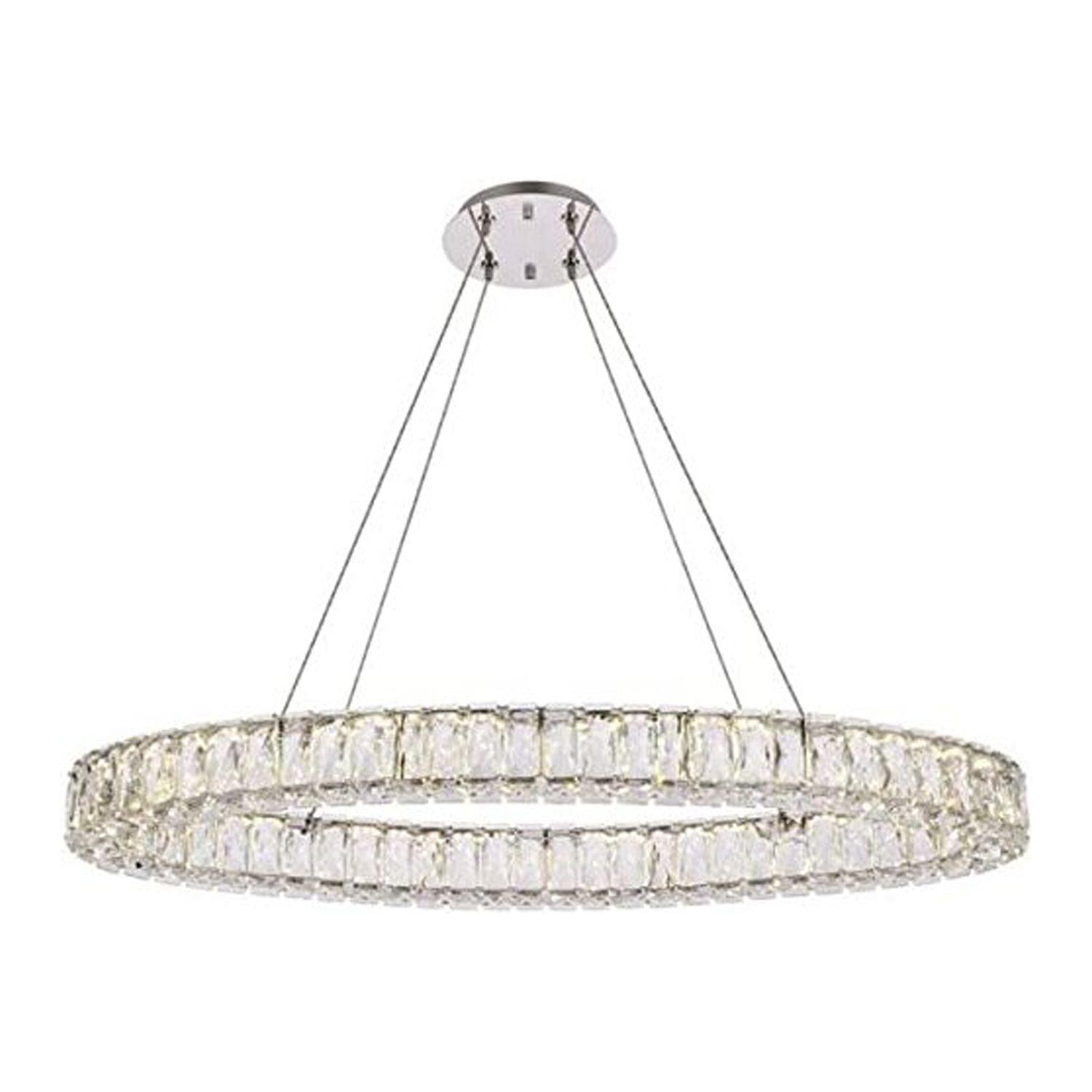 Elegant Monroe Chrome LED Pendant with Clear Royal Cut Crystals