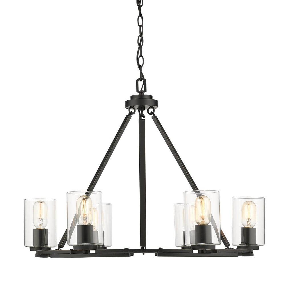 Golden Lighting Monroe 6-Light Chandelier in Matte Black with Gold Highlights and Clear Glass