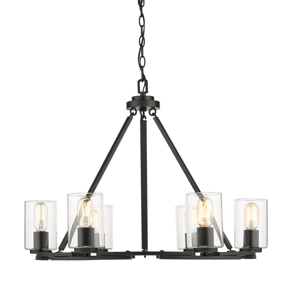 Golden Lighting Monroe 6-Light Chandelier in Matte Black with Gold Highlights and Clear Glass