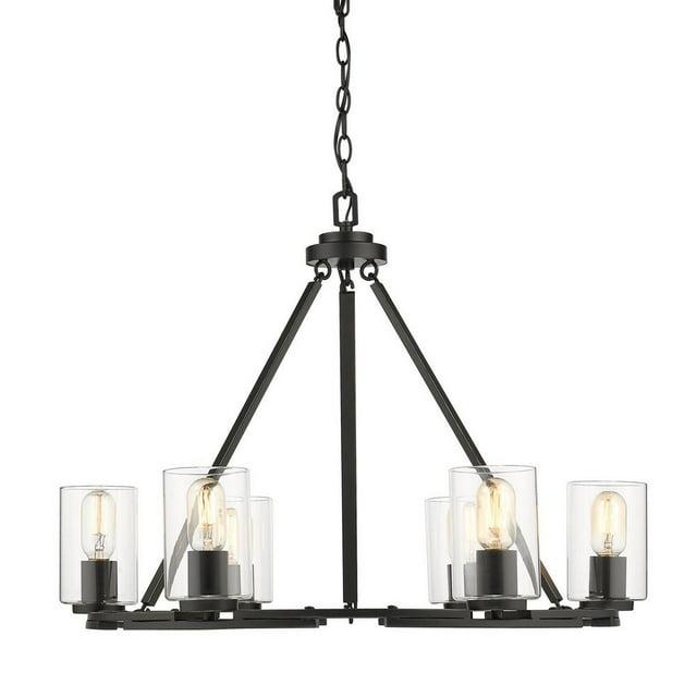 Golden Lighting Monroe 6-Light Chandelier in Matte Black with Gold Highlights and Clear Glass