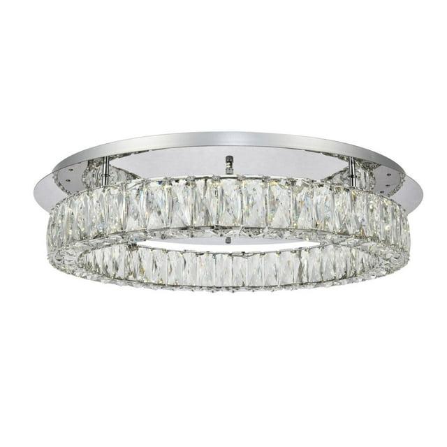 Monroe LED light Chrome Flush Mount Clear Royal Cut Crystal