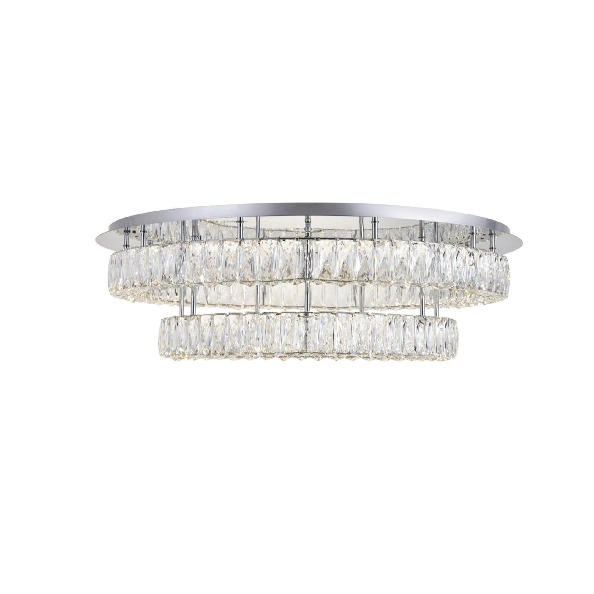 Monroe LED light Chrome Flush Mount Clear Royal Cut Crystal