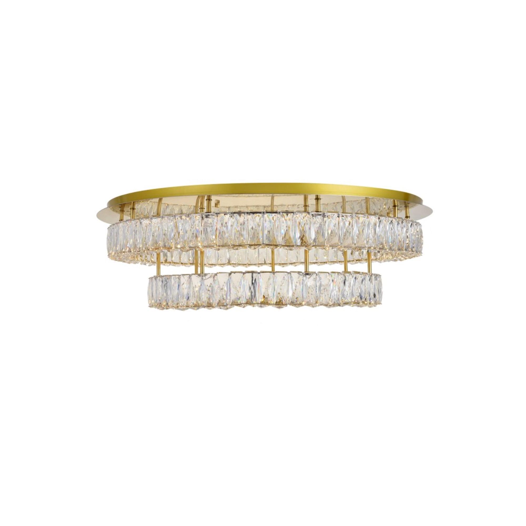 Monroe LED light Gold Flush Mount Clear Royal Cut Crystal