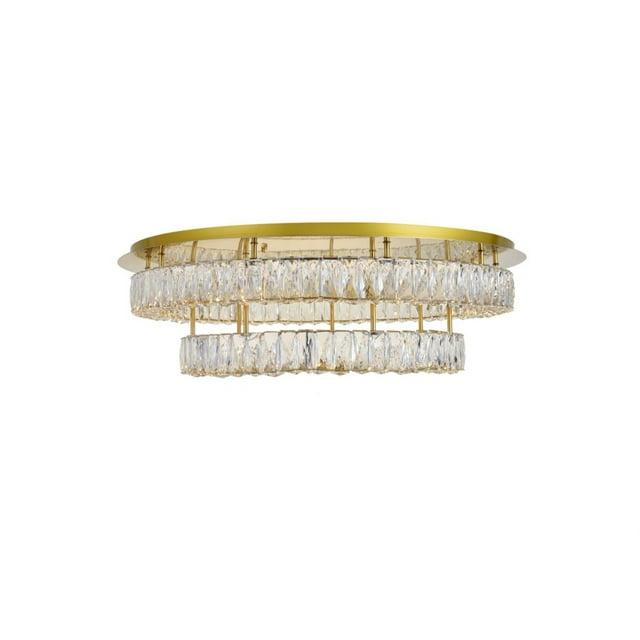 Monroe LED light Gold Flush Mount Clear Royal Cut Crystal