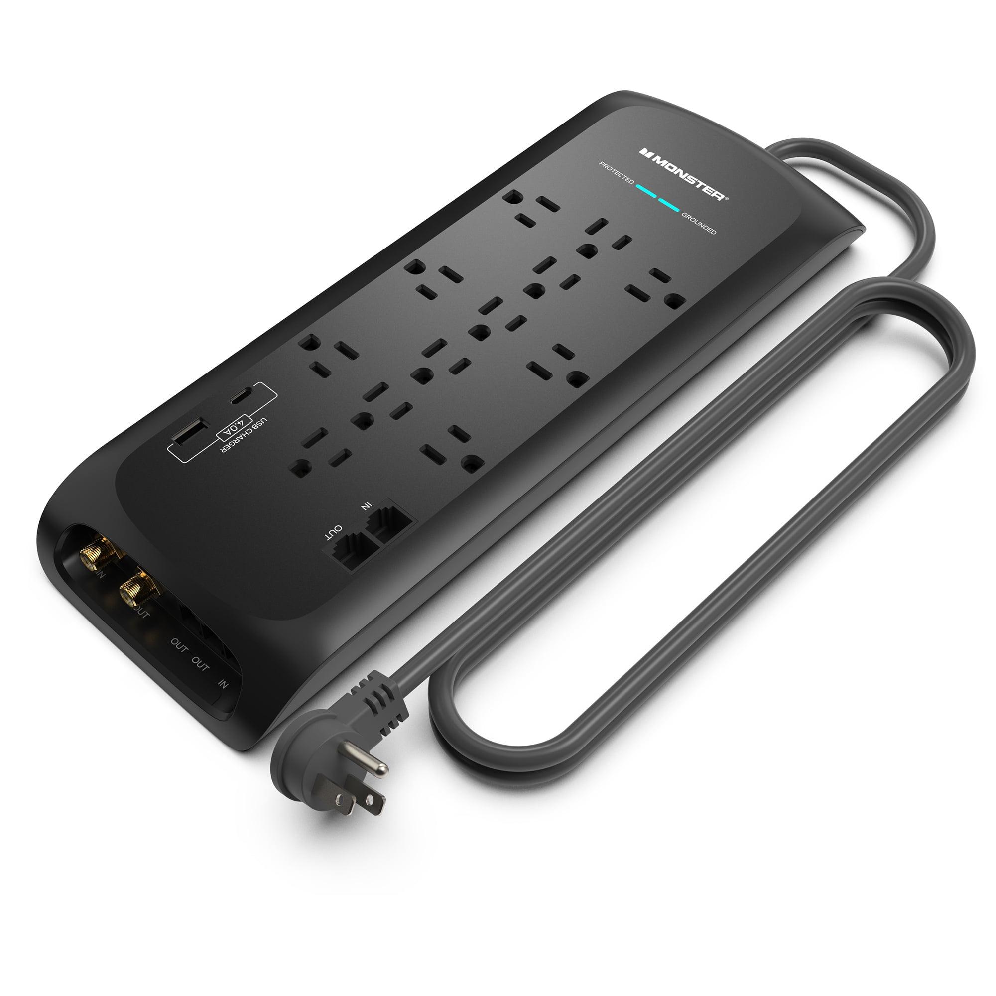 Monster 6ft Black Heavy Duty Power Strip Surge Protector