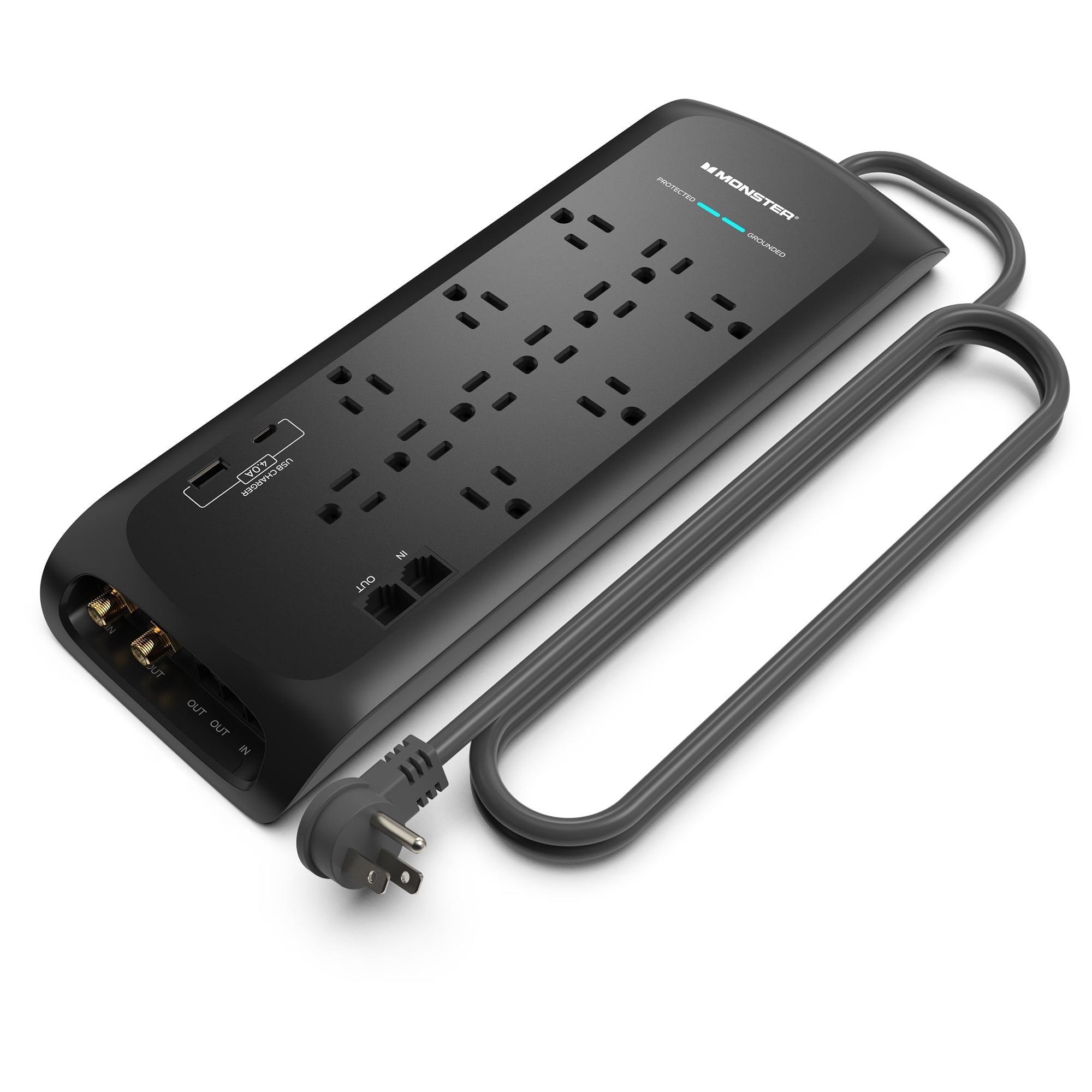 Monster 6ft Heavy Duty Power Strip and Tower Surge Protector - Ideal for Computers, Home Theatre, Home Appliances and Office Equipment