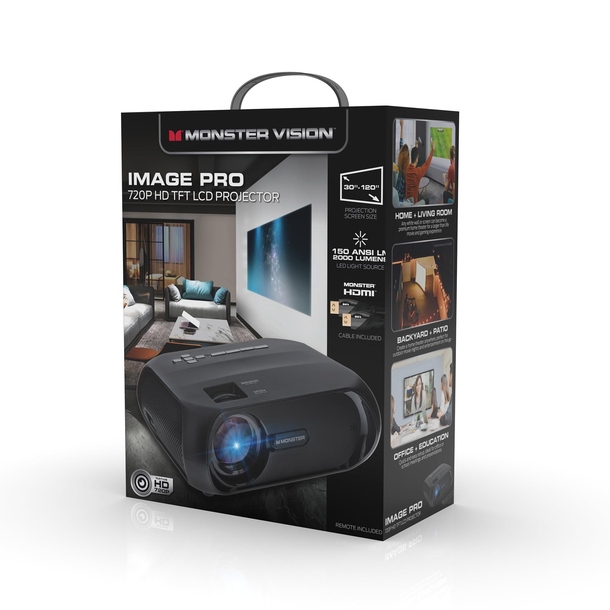 Monster Image Pro 720 HD Extra-Bright LCD Projector, 2000 Lumens, Projects Up To 16ft | Wayfair
