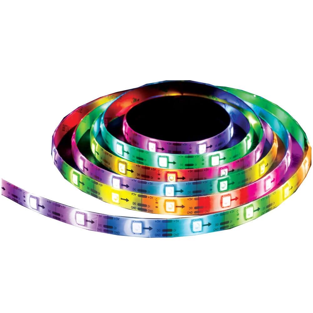 Monster 5m Smart RGB IC LED Light Strip with Flow feature Indoor: USB Powered, Color Changing, 110 Settings, Multicolor