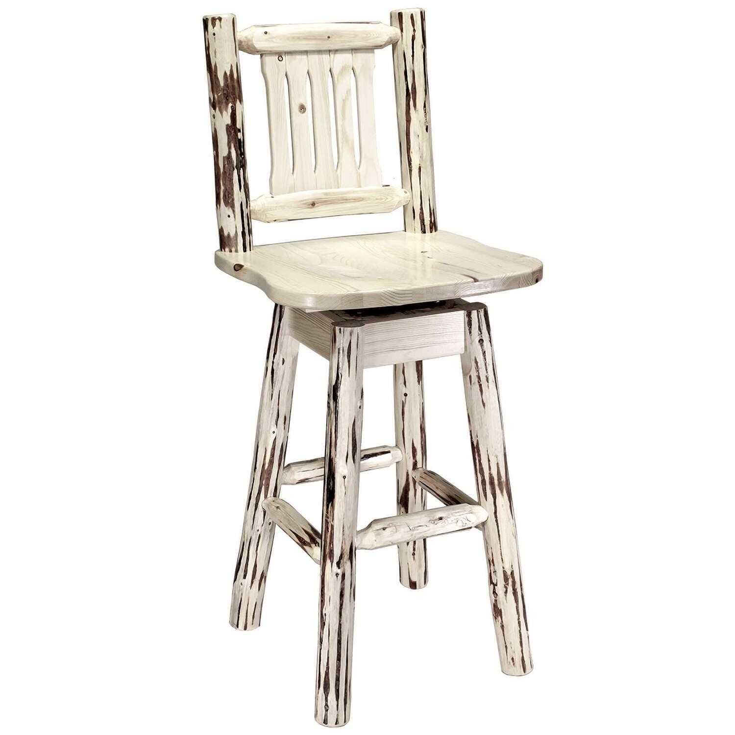 Heritage Pine 24" Swivel Counter Height Barstool, Unfinished