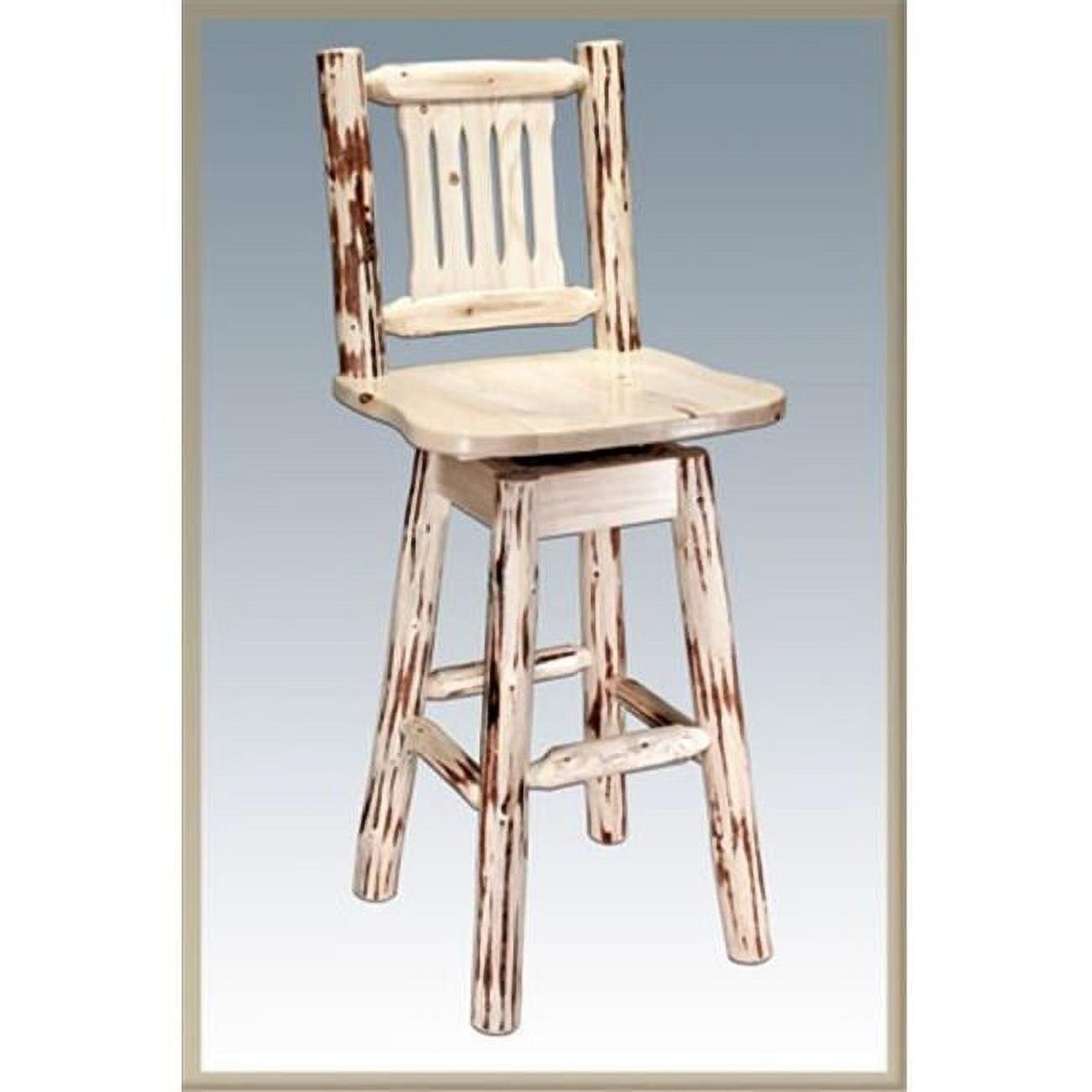 Montana Unfinished Wood Swivel Barstool with Backrest