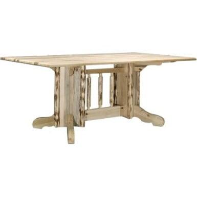 Montana Lodge Double Pedestal Solid Pine Dining Table, Unfinished