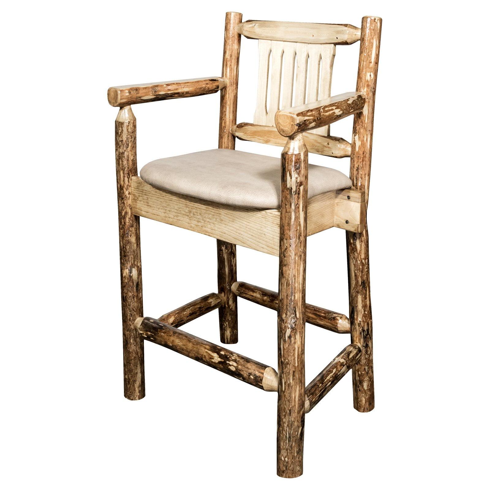 Buckskin Swivel Captains Counter Stool with Slat Back Design