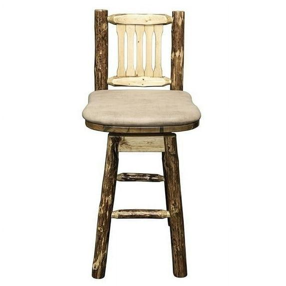 Montana Woodworks  Glacier Country Collection Barstool Swivel Back with Upholstered Seat - Buckskin Pattern