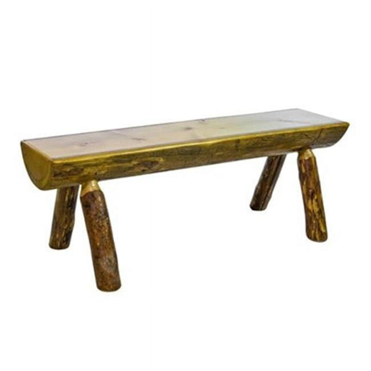 Rocky Mountain Rustic Pine Half Log Bench with Backrest, 6ft