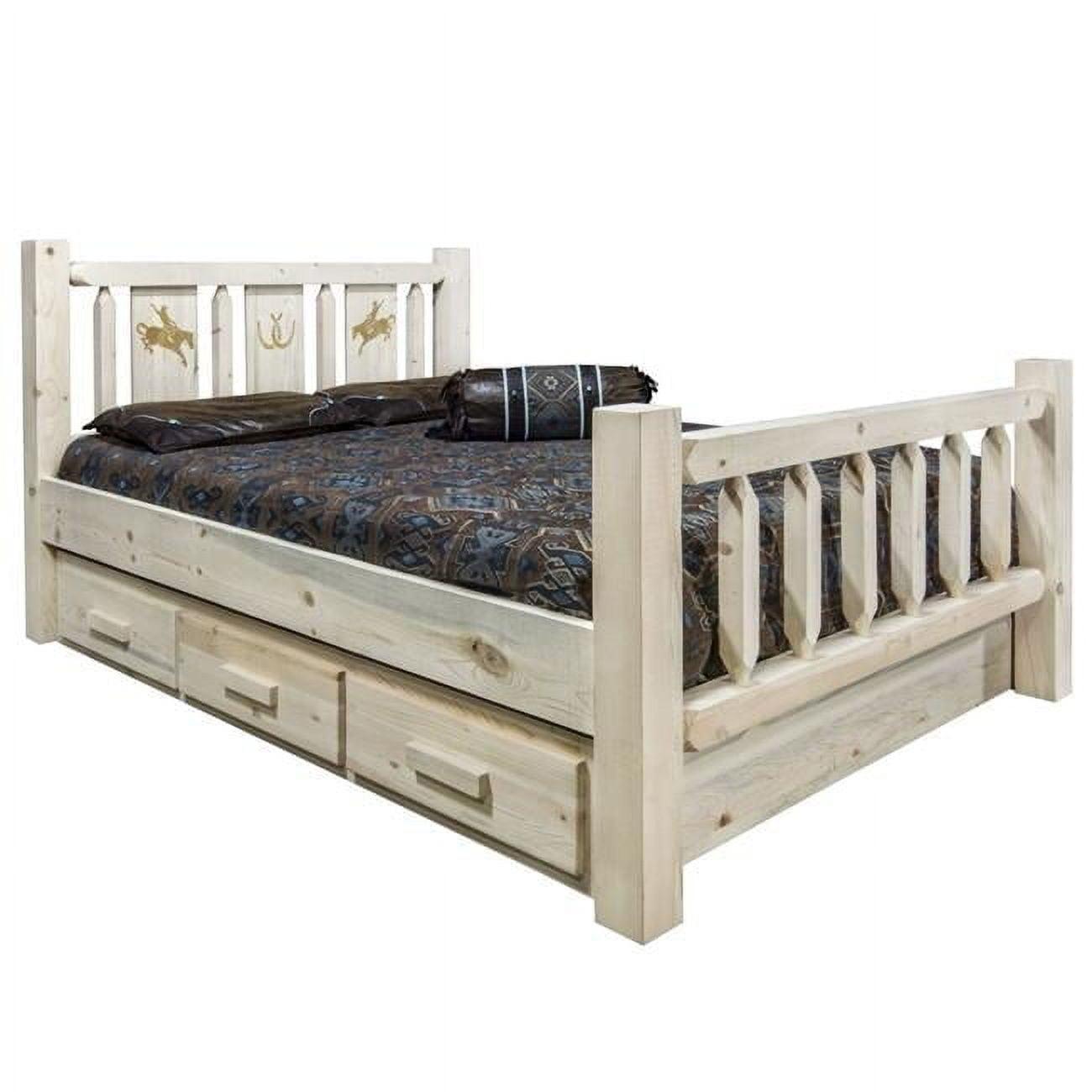 Montana Woodworks Homestead Handcrafted Pine Wood Queen Storage Bed in Natural
