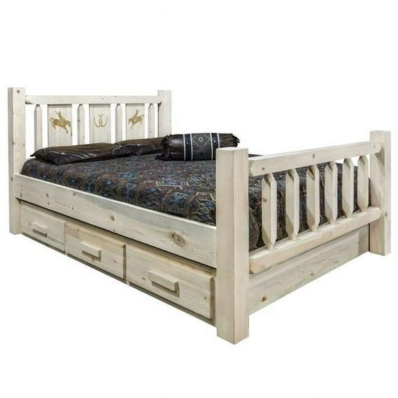 Montana Woodworks Homestead Handcrafted Pine Wood Queen Storage Bed in Natural