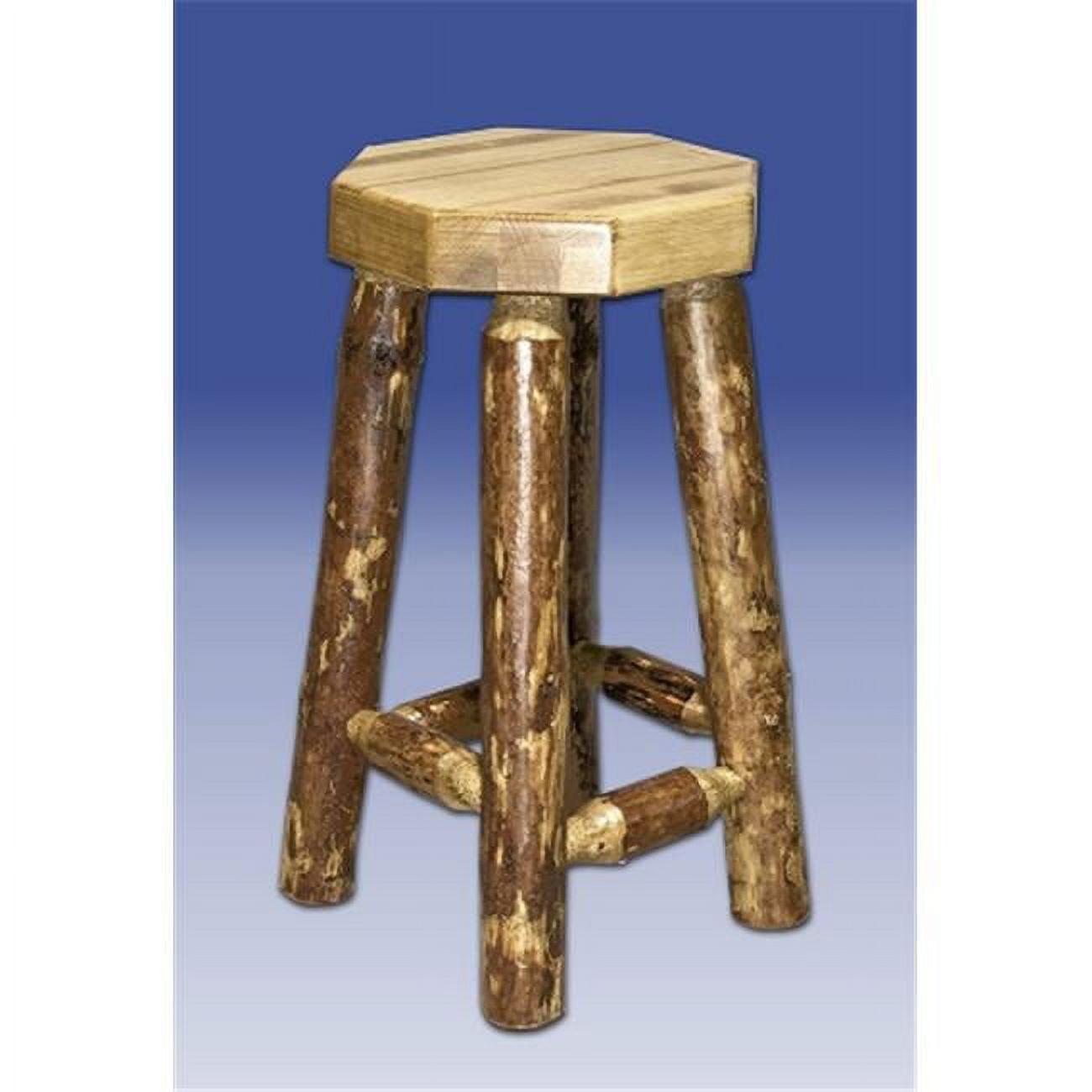 Rustic Glacier Country 30" Brown Wood Backless Barstool