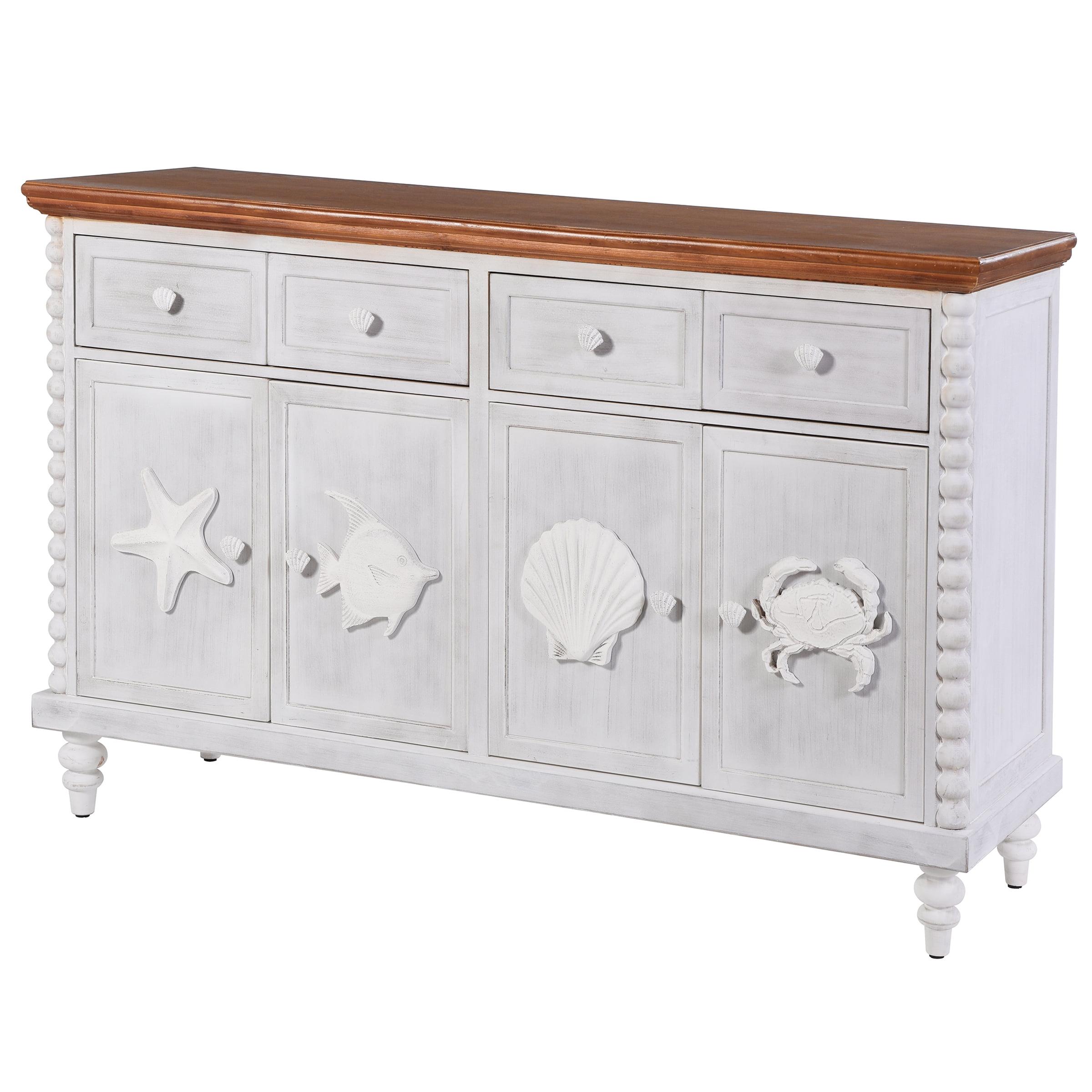 Montauk 60'' Blue and Natural Ash Veneer Adjustable Shelving Cabinet