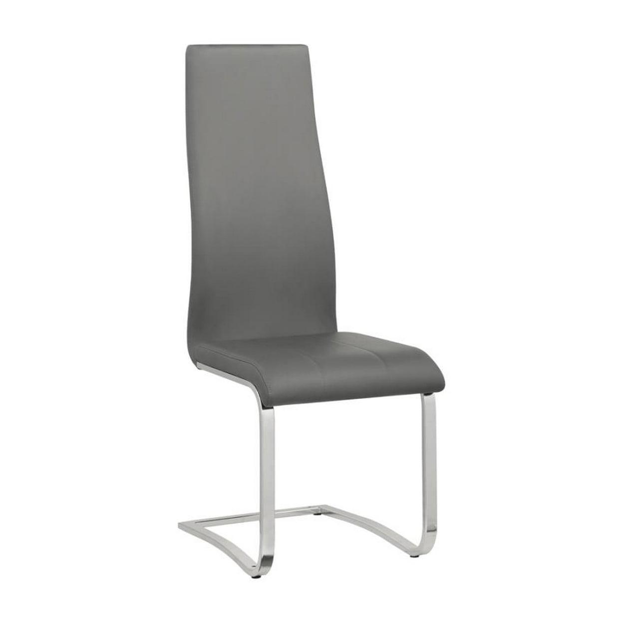 High-Back Gray Faux Leather Side Chair with Chrome Frame