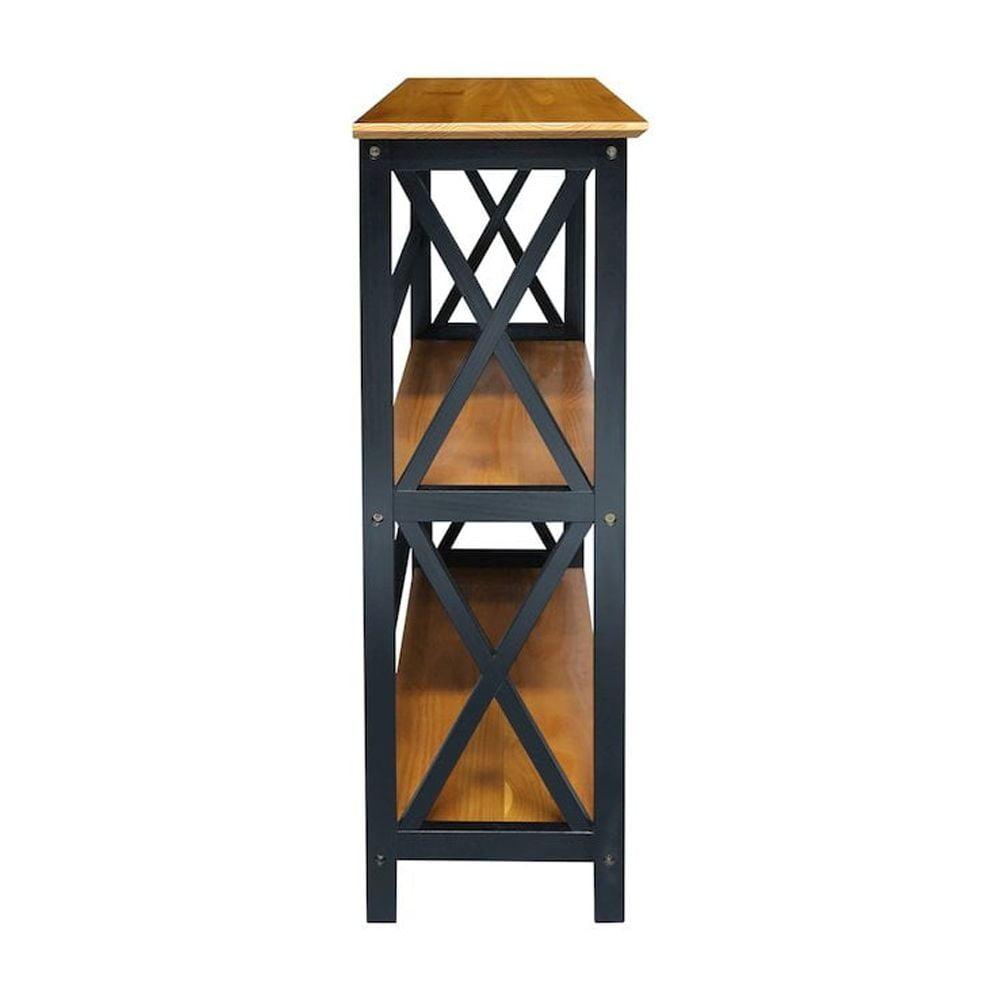 Casual Home Montego 3-Shelf Bookcase, Antique Walnut/Black