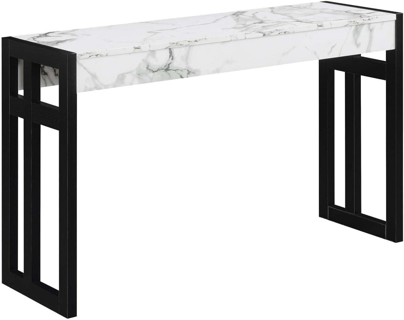 Monterey Console Table, White Faux Marble/Black