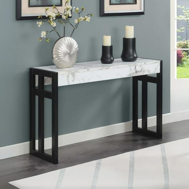 Monterey Console Table, White Faux Marble/Black