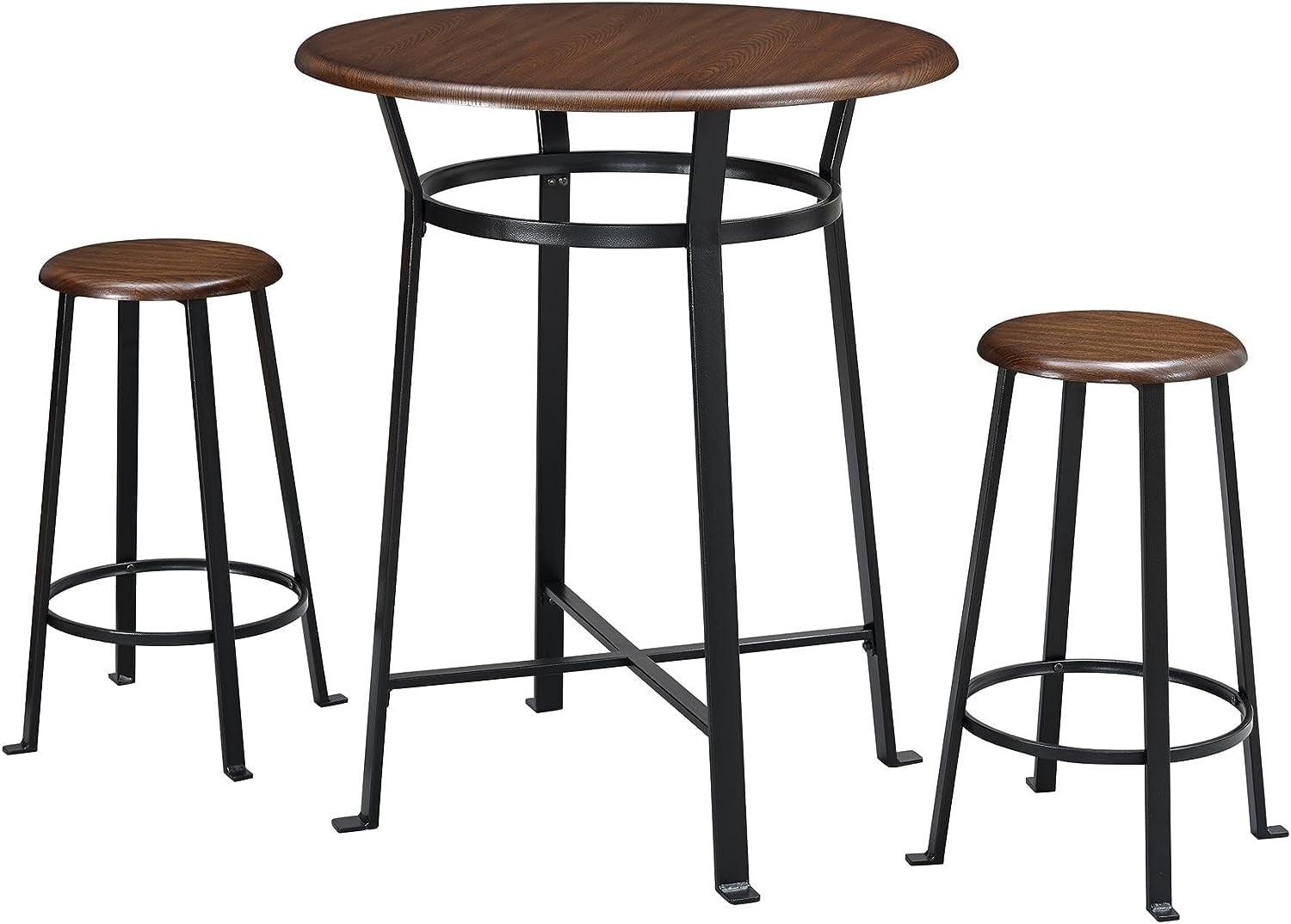 Montgomery 3-Piece Dark Mahogany and Black Round Dining Set