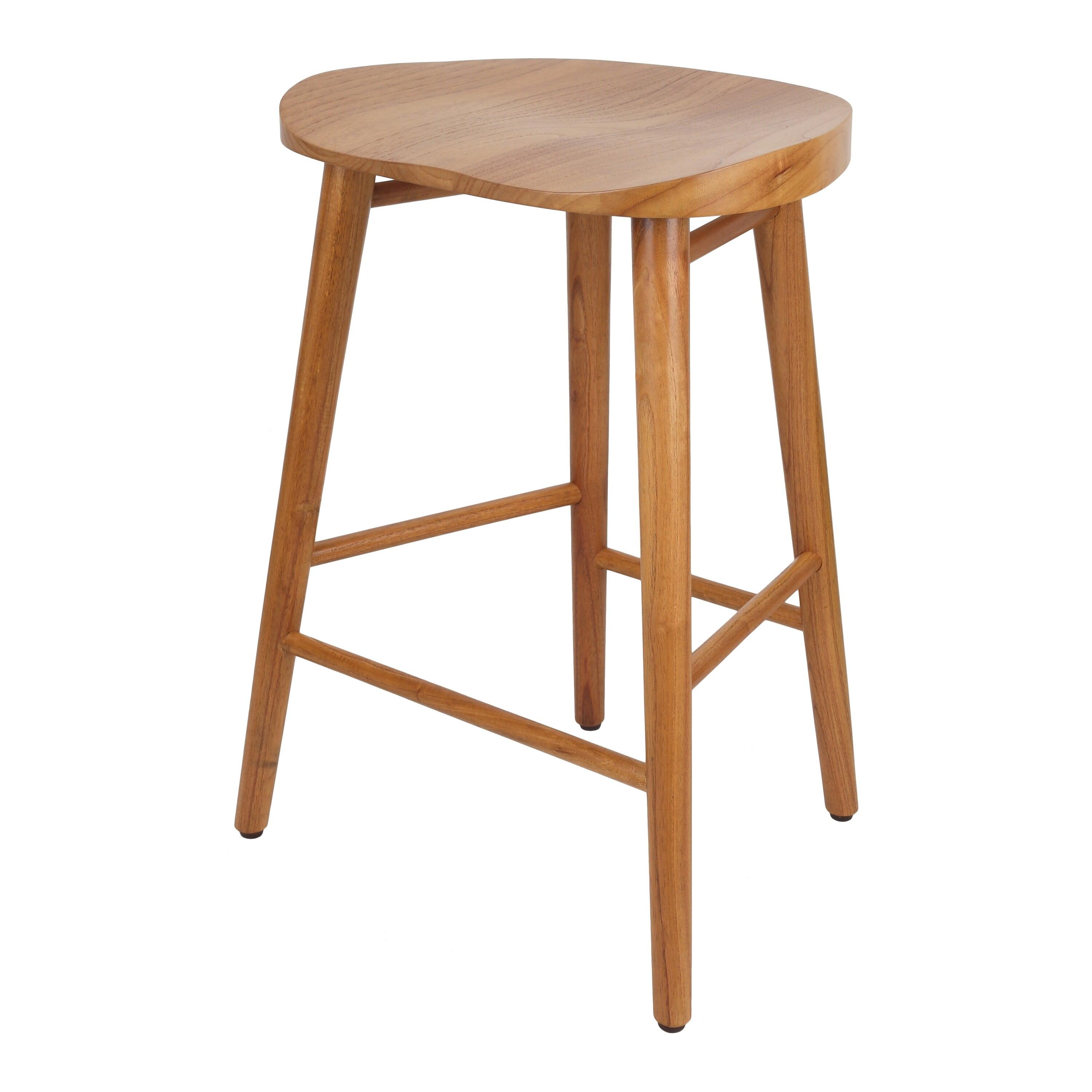 Adjustable Saddle Style 25" Natural Wood Counter Stool