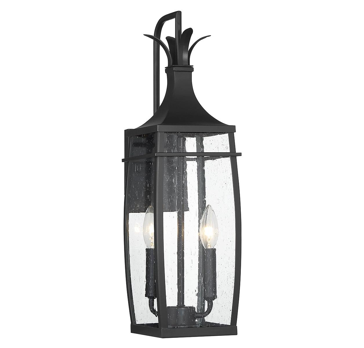 Montpelier Matte Black 2-Light Outdoor Wall Lantern with Clear Seeded Glass