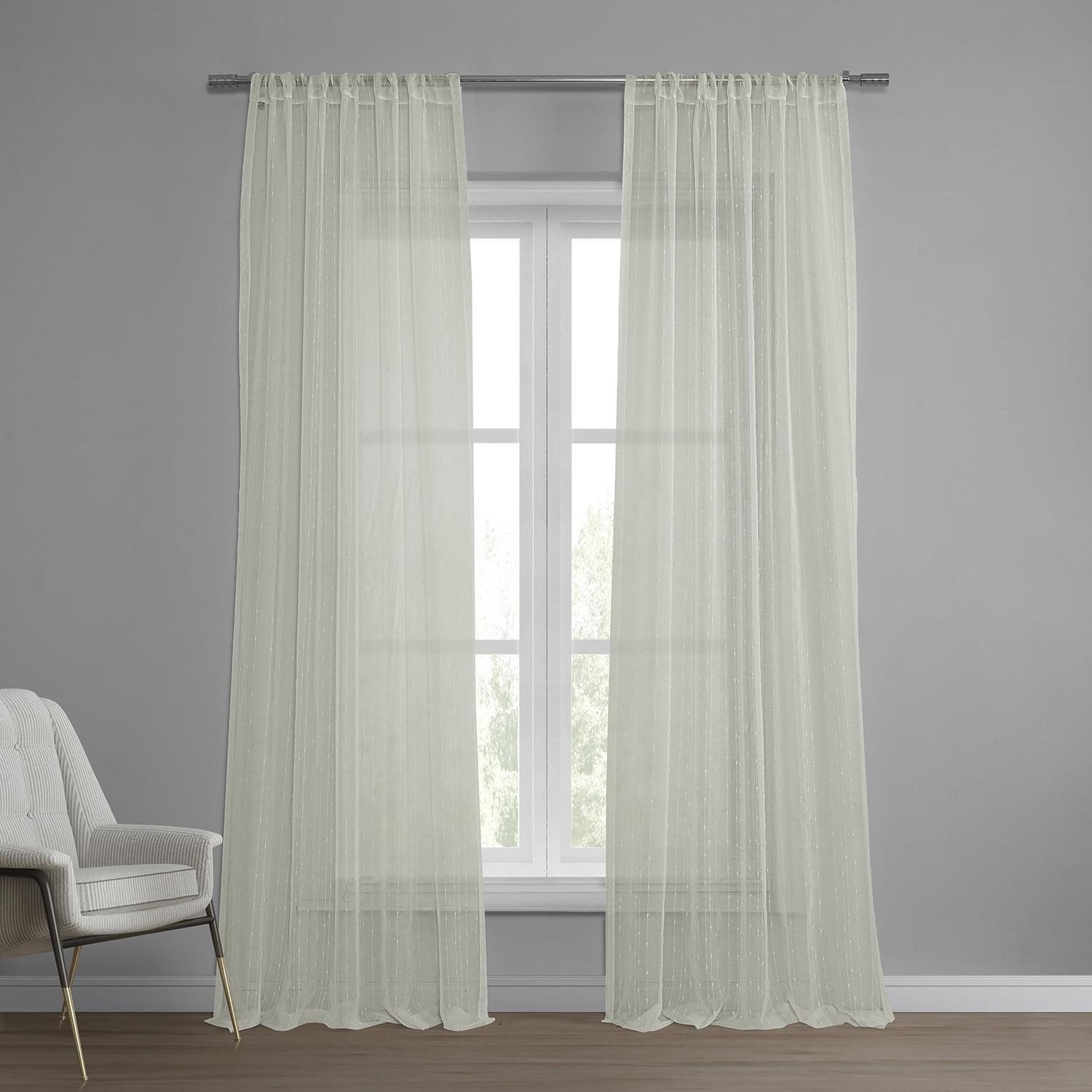 Elegant Montpellier White Sheer Linen & Polyester Curtain 50" x 96"