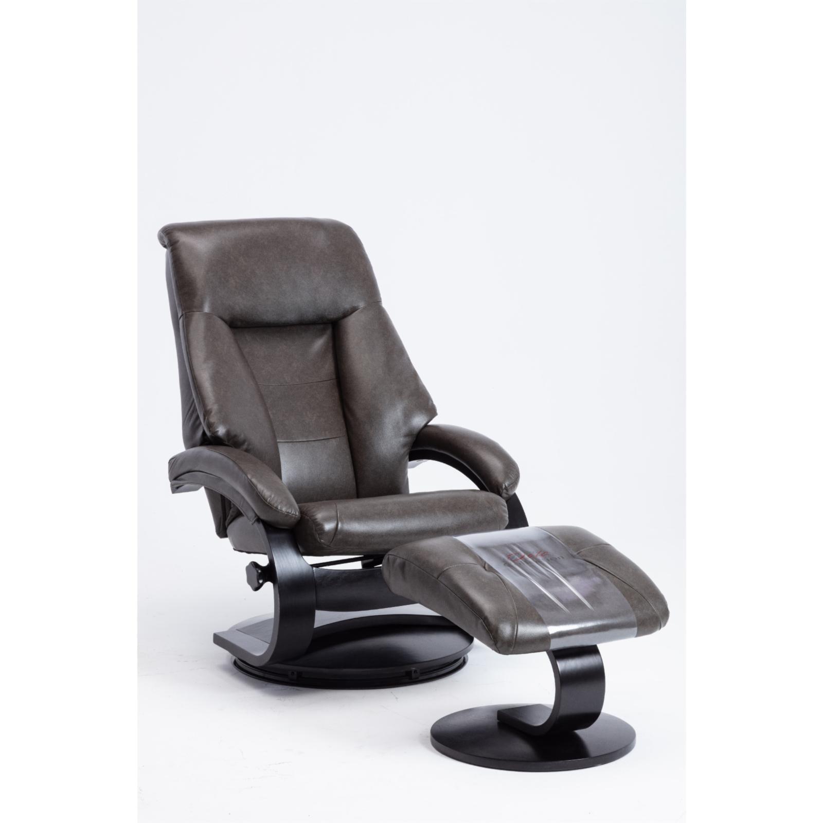 Relax-R Air Leather Manual Swivel Ergonomic Recliner with Ottoman